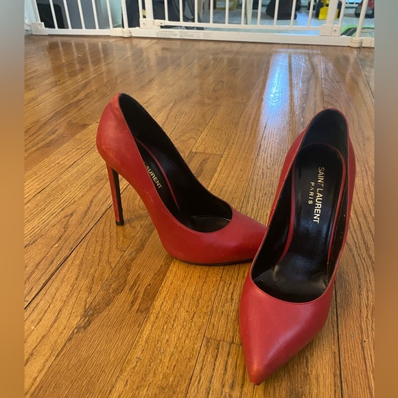 Saint Laurent Pointed-Toe Leather Pumps - size 6 - Picture 11 of 14